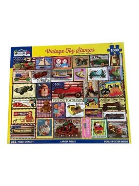 White Mountain “Vintage Toy Stamps” Puzzle 1000 Piece Puzzle Larger Pieces